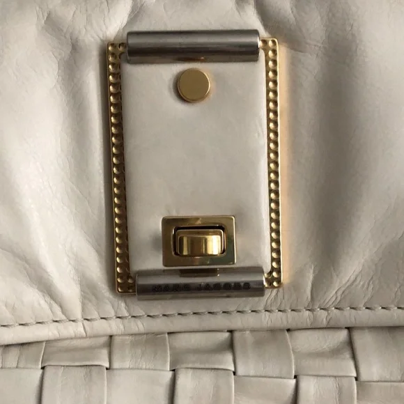NWT Marc jacobs cream calf leather woven clutch